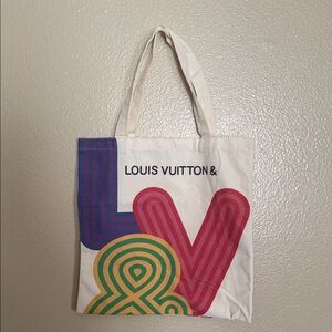 Louis Vuitton White Canvas Tote with Multicolor Design